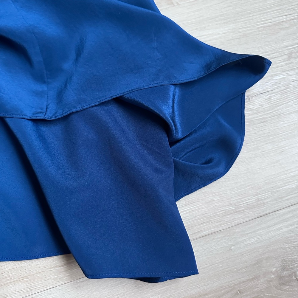 BCBGMaxAzria Blue Ruched Ruffled Dress - Picture 7 of 9
